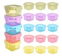 ASelected Lot de 20 petites boîtes avec couvercle - 6,5 x 4 cm - Petites boîtes de congélation avec couvercle en plastique - Carrées - Empilables - Pour vinaigrette de confiture, fruits, collations