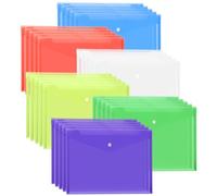 ASelected Lot de 30 pochettes A4 avec boutons Couleurs assorties pour bureau, école, maison