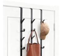 ASelected Lot de 4 crochets de porte en acier au carbone pour manteaux, chapeaux, sacs - Noir
