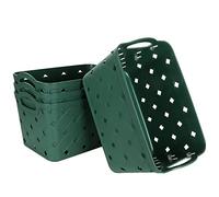 ASelected Lot de 4 paniers de rangement en plastique tissé avec poignées, milieu 29 x 23 x 16 cm, beau tendance, motif peau croisée, pour cuisine, salon, bureau, salle de bain, chambre à coucher