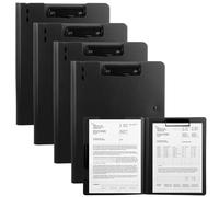 ASelected Lot de 4 porte-blocs pliants noirs A4, A4 avec couverture, double dossier, organiseur de documents pour infirmières, école, bureau, affaires
