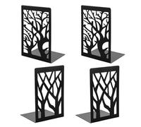 ASelected Lot de 4 Serre-Livres en métal Robuste - Deux Paires de Serre-Livres Noirs en Forme de L avec Tapis antidérapant - pour la Maison, Le Bureau, la bibliothèque