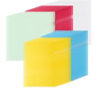ASelected Lot de 50 dossiers en plastique transparent avec ouverture sur le dessus et le côté, pochettes transparentes A4, 5 couleurs, pochettes en plastique A4 pour bureau, école, travail