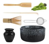 ASelected Lot de 6 balais à matcha - Avec balai à matcha, bol, cuillère à café, passoire à thé, porte-fouet, kit de démarrage pour diverses boissons en poudre comme le cacao ou les shakes protéinés