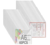 ASelected Lot de 60 pochettes pour documents avec bouton-pression A6 - Pochettes transparentes pour documents - Pochette transparente de rangement A6 avec bouton-pression pour organisateur de
