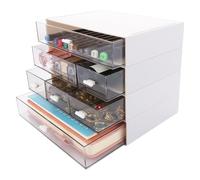 ASelected Organiseur de bureau empilable à 7 tiroirs - Petite unité de rangement en plastique avec tiroirs en plastique - Pour la maison, le maquillage, les fournitures de bureau - Blanc