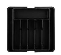 ASelected Organiseur de tiroir à couverts extensible pour tiroir de cuisine, support réglable pour ustensiles et couverts d'argenterie, couverts, cuillères, fourchettes, couteaux, taille L, noir