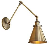 ASerZenith Applique Murale Vintage À Bras Articulé Réglable avec Abat-Jour en Fer en Forme D'Entonnoir, Finition Bronze Industriel, Douille E27.