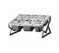 ASerZenith Boîte À Épices Rétractable en Acier Inoxydable pour 6 Poêles avec Couvercle, 2 Compartiments, Rangement Multiple pour Épices À Poser sur Le Comptoir.,17.3x14.6x9.6in