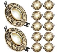 ASerZenith Ensemble De 12 Spots Encastrés LED, Luminaires Directionnels COB De 9,7 Cm (3,8 Pouces), Boîtiers LED en Laiton Doré Réglables, Spots Encastrés Ronds À Intensité Variable,Bronze