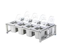ASerZenith Ensemble De Rangement Extensible en Acier Inoxydable pour Épices, Contenants À Condiments Réglables pour Comptoir, Station De Préparation De Pizzas avec Bacs Amovibles Po,45x27x11cm