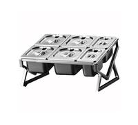 ASerZenith Étagère À Épices sur Pied en Acier Inoxydable pour 6 Poêles avec Couvercle, 2 Compartiments, Boîte De Rangement Rétractable pour Épices À Poser sur Le Comptoir,17.3x14.6x9.6in