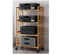 ASerZenith Étagère en bois à 5 niveaux pour lecteur audio avec plateau tournant mobile pour salon ou bureau Étagères d'angle pour TV stéréo, 4 niveaux de 123 cm (H) x 50 cm (L)