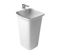 ASerZenith Évier à colonne en céramique une pièce avec bonde et robinet pop-up - Évier à poser au sol carré pour salle de bain (monochromie 02)