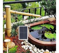 ASerZenith Fontaine Solaire Décorative en Bambou, Kit De Fontaine À Eau pour Jardin Zen, Fontaine À Eau Feng Shui en Bambou avec Pompe, Bec Verseur pour Jardin Japonais Extérieur