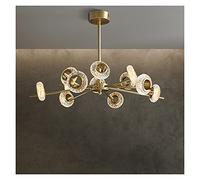 ASerZenith Lustre Moderne À LED en Cuivre, Éclairage Moléculaire LED, Décoration Intérieure pour Salon Et Chambre - Lampe De Luxe À Bracelet Fissuré, Plafonnier Suspendu,Warm White-12lightD80cm