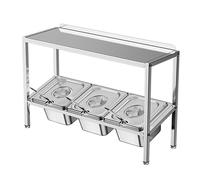 ASerZenith Présentoir À Épices pour Pizza, Distributeur De Condiments en Acier Inoxydable, Présentoir À Sauces pour Buffet, Cuisine Et Garde-Manger, Fruits.,Silver-d-53x18.5x38.5cm