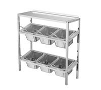 ASerZenith Présentoir À Épices pour Pizza, Distributeur De Condiments en Acier Inoxydable, Présentoir À Sauces pour Buffet, Cuisine Et Garde-Manger, Fruits.,Silver-b-53x18.5x53cm