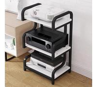 ASerZenith Support d'angle à 3 niveaux pour vidéos, TV et stéréo, grande platine de rangement, centre de divertissement moderne pour salon, chambre à coucher, bureau, blanc