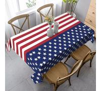 ASFgda Nappe rectangulaire avec motif drapeau américain et étoiles, 89 x 140 cm, infroissable et lavable pour salle à manger, fête, buffet, mariage