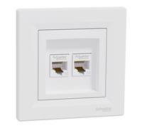 asfora - ISDN de canette Cat5e 2 x RJ45, prises, complet, schneider electric, Blanc, Neuf