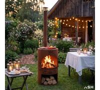 ASH® - Sunset - Cheminée de jardin avec BBQ - Acier Corten