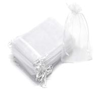 ASHATA 100 Pack 6x8 Pouces Sacs Cadeaux à Cordon de Serrage Blancs | Pochettes en Tulle réutilisables, sacs de friandises pour bonbons, organisateur de bijoux, sacs en filet de fruits