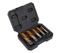 ASHATA 5PCS NPT Pipe Tap Set Carbon Steel for Plumbing Automotive | Coupe-fil revêtu de Ti, Kit d\'outils de filetage manuel, entretien de la Construction, flûte spirale droite