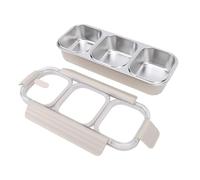 ASHATA Boîte à Lunch étanche en Acier Inoxydable 304, Parfaite pour le Travail Scolaire et les Voyages 10,63 X 4,53 X 2,36 Pouces (Trois grilles)
