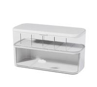 ASHATA Boîte de Rangement de Câbles Transparente avec Couvercle, Organisateur de Rangement de Câbles de Chargeur en Plastique, D'accessoires Multifonctionnels pour Le Bureau (White)