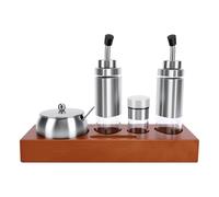 ASHATA Bouchon Doseur en Acier Inoxydable pour Huile et Vinaigre avec | Kit d\'assaisonnement 4 pièces, becs verseurs hermétiques, stockage du sucre salé, décoration de table moderne, finition