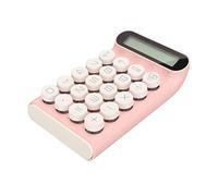 ASHATA Calculatrice Mécanique, 20 Touches Bleues avec Grand écran LCD, Arrêt Intelligent, Pieds Antidérapants, Matériau ABS Durable. (Rose)