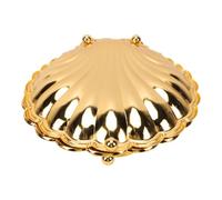 ASHATA Coupelle à Pied avec Couvercle en Forme de Coquille, Dorée | Couvercle scellé, centre de table côtier, finition galvanoplastie miroir, construction en métal épais, rangement de bijoux