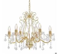 ASHATA Lustre avec perles de cristal Doré Rond 6xLustre avec perles de cristal Doré Rond 6xE14 66747
