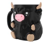 ASHATA Porte-gobelet de Pinte de Crème Glacée Vache Dessin animé PLA | Isolation à double paroi, base antidérapante, adorable motif de vache, étanche, avec fente pour cuillère, tasse de canette