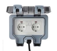 ASHATA Prise électrique Extérieure étanche avec Interrupteur (3 Meters / | Prise protégée contre les intempéries, conception murale, couvercle verrouillable, indicateur LED, pour jardins et garages