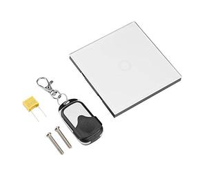 ASHATA Smart Touch Light Switch, 1 Way Verre Trempé Panneau Applique Murale Smart Touch Switch avec Télécommande sans Fil(Blanc)