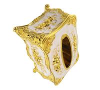 ASHATA Support de Couvercle de Boîte à Mouchoirs de Luxe à Motif de Roses Blanches et Dorées, pour Serviette de Visage, Organisateur de Serviettes en Papier, Ornements de Salle à Manger, Décoratif en
