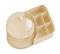 ASHATA Vitrine Polyvalente avec Séparateurs pour Objets de Collection et Cosmétiques, Boîte de Rangement Rotative Anti-poussière de 11,6 X 10,2 X 5,3 Pouces (Jaune crème avec séparateur)