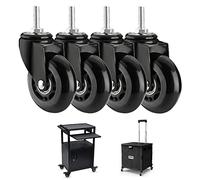 ASHILD Roulette pivotante silencieuse de 75 mm avec Frein (Charge 200 kg / 4 pièces) roulettes pivotantes pour Chariot Robuste Boulon de Roulette de Meubles de Remplacement | M8, M10, | X25mm (Tail