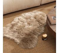 Ashler Tapis en Fausse Fourrure - Beige - Tapis en Peau de Mouton Duveteuse Ultra Douce - 0,6 x 0,9 m - Lavable en Machine - Jeté de Chambre d'enfant pour lit, Salon, Chambre d'enfant