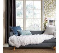 Ashler Tapis en Fausse Fourrure, Peau de Mouton Duveteuse Blanche, 0,6 x 1,8 m, Lavable en Machine, Chambre d'enfant et Chambre d'enfant