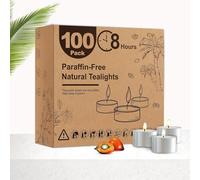 Ashlux Bougie Chauffante Cire de Palme, 100 Un., Blanche, 8h | naturelle, sans suie, anti-gouttes - idéale pour soirées confortables et décoration
