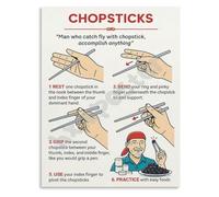 Asian Dining Etiquette Poster How to Use Chopsticks Table Manners Educational Wall-Art for Kitchen and Home Decor Guide(Framed,16x24inch(40x60cm))
