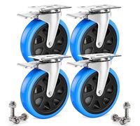 Asibaade Lot de 4 roulettes pivotantes de 160 mm - Avec frein - Rotation à 360 ° - Charge maximale de 800 kg - Pour le transport de meubles et le transport industriel