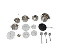 Asixxsix Batterie de Cuisine en Acier Inoxydable, Casseroles et Poêles à Fond Plat avec Couvercles, Poêle à Frire, Bouilloire, Spatule et Cuillères, Ensembles de Cuisine, Chaleur Uniforme