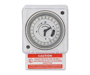 Asixxsix Minuterie Mécanique, Cycle de 24 Heures, Intervalle de 15 Minutes, Type D'horloge Industrielle Précise AC220V, Minuterie Murale, Interrupteur Mécanique pour la Maison, la Cuisine