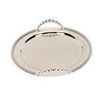 Asixxsix Plateau de Service Rond en Métal, 31,5 Cm, Argent