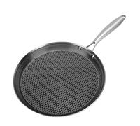 Asixxsix Poêle à Crêpes en Acier Inoxydable, Poêle Plate Antiadhésive à Fond Composite à 3 Couches pour Plaque Chauffante à Crêpes Tawa Dosa Tortilla, Compatible avec une Conduction (24cm)