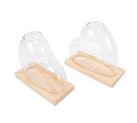 Asixxsix Station de Propagation des Plantes, Vases de Propagation en Verre Borosilicate Transparent, Jardinière Hydroponique avec Support en Bois en Forme de Cœur pour Salon, Chambre à Coucher (Brun